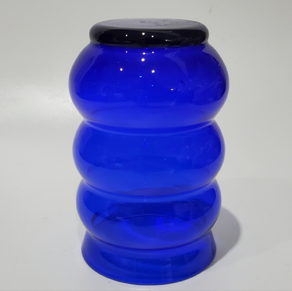 1930s "Harpo Cobalt" Ripple Beehive 6oz Tumbler / 3 3/4" Vase by Louie - Picture 4 of 10